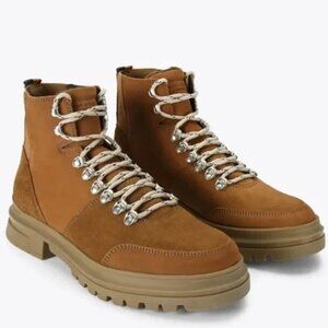 Kurt Geiger Mens Size 10 43.5 Viper Sand Tan Hiker Combat Leather Suede Boots‎